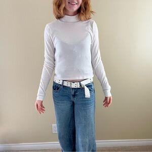 White Turtleneck Long Sleeve Top